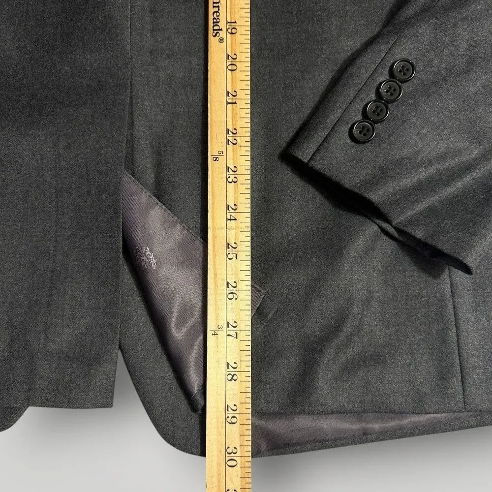 RALPH LAUREN Mens Blazer Sport Coat 2-Button Suit Jacket 44S Gray Fleece Wool